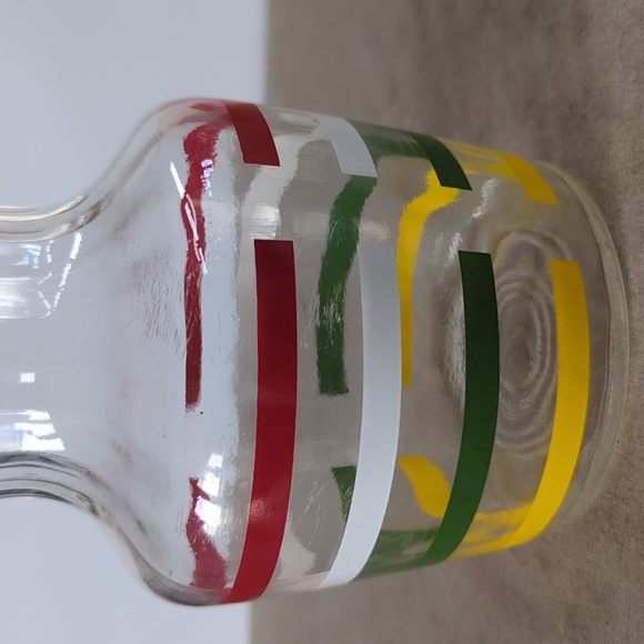 Vintage Flexeel Glass Juice Pitcher Carafe Decanter MCM Stripe Fiesta Print - Picture 3 of 10